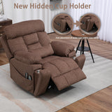PUG258Y 4-Motor Power Lift Recliner Chair for Big and Tall Seniors: 9689Pro Lay Flat Lift Chair with Heat and Massage, Reclining to 180, Adjustable Headrest and Lumbar - Velvet Fabric - Nut Brown PUG258Y