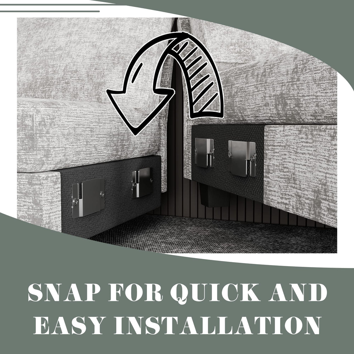 Furniwell Convertible Sectional Sofa Couch, 4 Seat Sofa Set for Living Room U-Shaped Modern Fabric Modular Sofa Sleeper with Double Chaise & Memory Foam (Grey) Furniwell