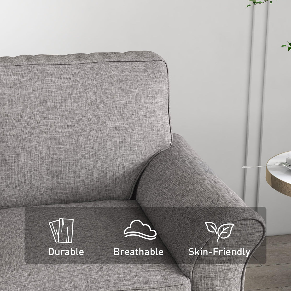 Bonzy Home 57" Loveseat Sofa, 2 Seater Sofa for Living Room, Upholstered Comfy Sofa Couch for Small Space, Living Room, Apartment, Office, Grey Bonzy Home