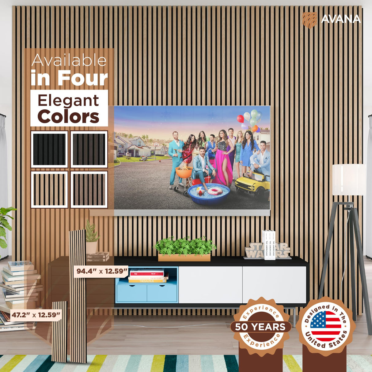 Avana Acoustic Wood Wall Panels – 94.4 X 12.6 White Oak Acoustic Panels Set Of 2 – Wall Panels For Interior Wall Decor For Homes, Offices, Studios – Sturdy And Durable Wood Panels For Wall Avana