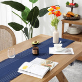 Chassic Farmhouse Style Table Runners, Rustic Boho 48 inches Long Table Runner for Dining Room,Holiday, Party and Wedding Tabletops Decor, 14 x 48 inch - Navy Blue Chassic