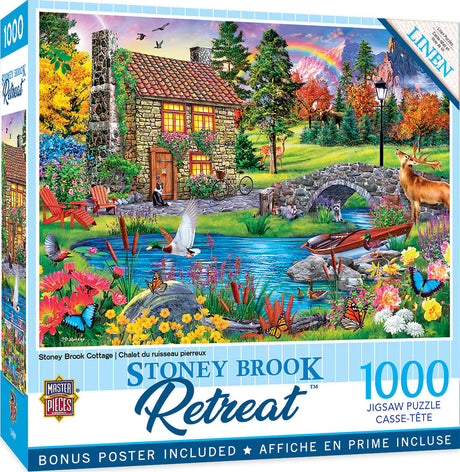 MasterPieces 1000 Piece Jigsaw Puzzle for Adults, Family, Or Youth - Stoney Brook Cottage - 19.25"x26.75" Masterpieces