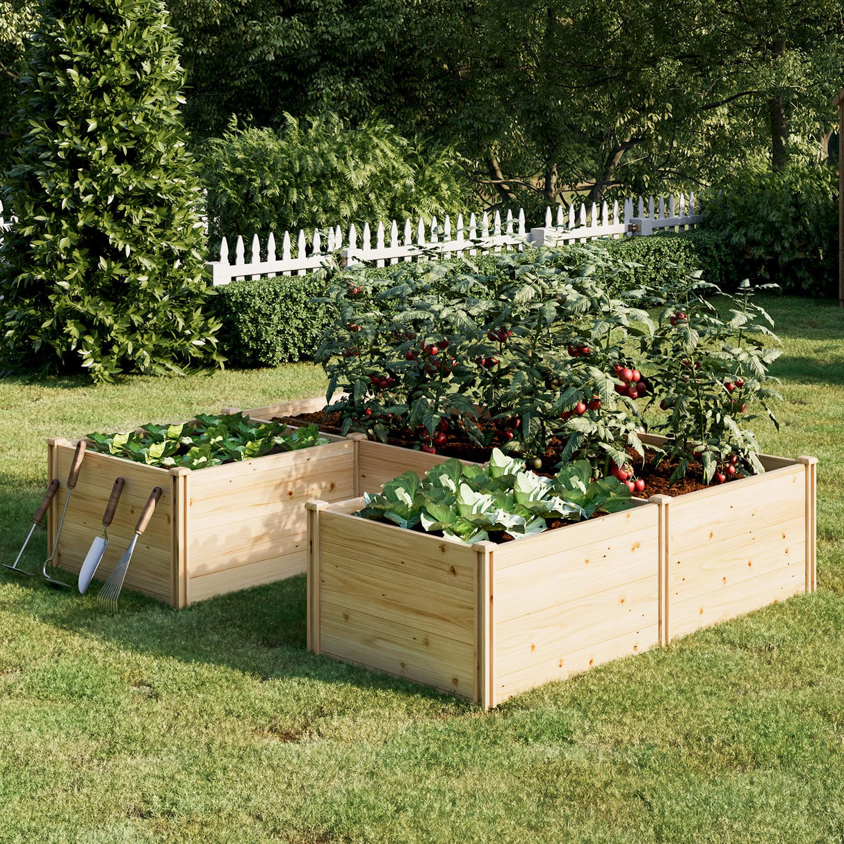 PaPaJet Wooden Raised Garden Bed for Outdoor, Deep Large Planter Box for Gardening, Vegetables, Flowers, Herbs（8×6×2FT） PaPaJet