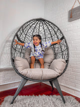 YITAHOME Egg Chair Wicker Outdoor Indoor Oversized Large Lounger with Stand Cushion Leveling Feet Egg Basket Chair 330lbs Capacity for Patio, Garden, Backyard, Balcony-Grey YITAHOME