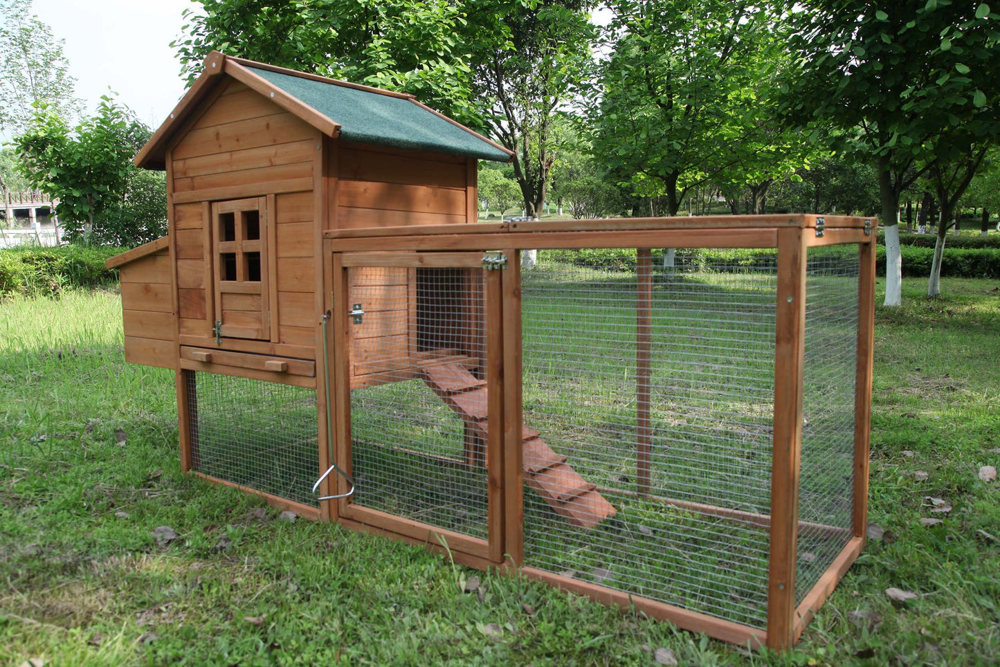 ECOLINEAR Outdoor 80'' Wooden Chicken Coop Nest Box Hen House Poultry Pet Hutch Garden Backyard Cage (Chicken Coop)