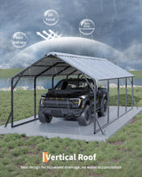 Garveelife 11'x20'x9' Vertical Roof Metal Carport, Heavy Duty Steel Car Ports for All-Weather, for Full-Size Pickup Trucks, Boats, and Tractors GarveeLife