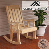 Amish Casual Heavy Duty 600 Lb Mission Pressure Treated Rocking Chair with Cupholders (Unfinished) Amish Casual