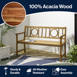 JONATHAN Y BNH104A Apollo 51.2" 3-Seat Circle-Back 600-Lbs Support Acacia Wood Outdoor Garden Patio Bench for Garden, Lawn, Backyard, Pool, Deck, Beach, Firepit, Teak JONATHAN Y