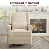 RoyalCraft Swivel Recliner Chair with Extra Large Footrest, Comfy Upholstered Glider Rocking Chair for Living Room, Bedroom and Ofice, Beige RoyalCraft