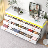 jiteentarou 9 Drawer Dresser with Charging Station and LED Lights, Modern Chest of Drawers with Power Outlet, Organizer Cabinet for Bedroom, Living Room, Entryway, White jiteentarou