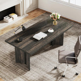 Tribesigns 10.5FT Conference Table, Large Rectangle Meeting Seminar Table for 10-12 Person, Long Wooden Business Tables (Set of 2, Dark Gray) Tribesigns
