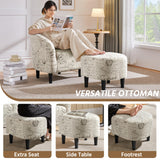 Yaheetech Modren Club Chair with Ottoman, Fabric Accent Armchair with Footstool, Upholstered Barrel Chair and Footrest for Living Room Bedroom Guestroom, Letter Print Yaheetech
