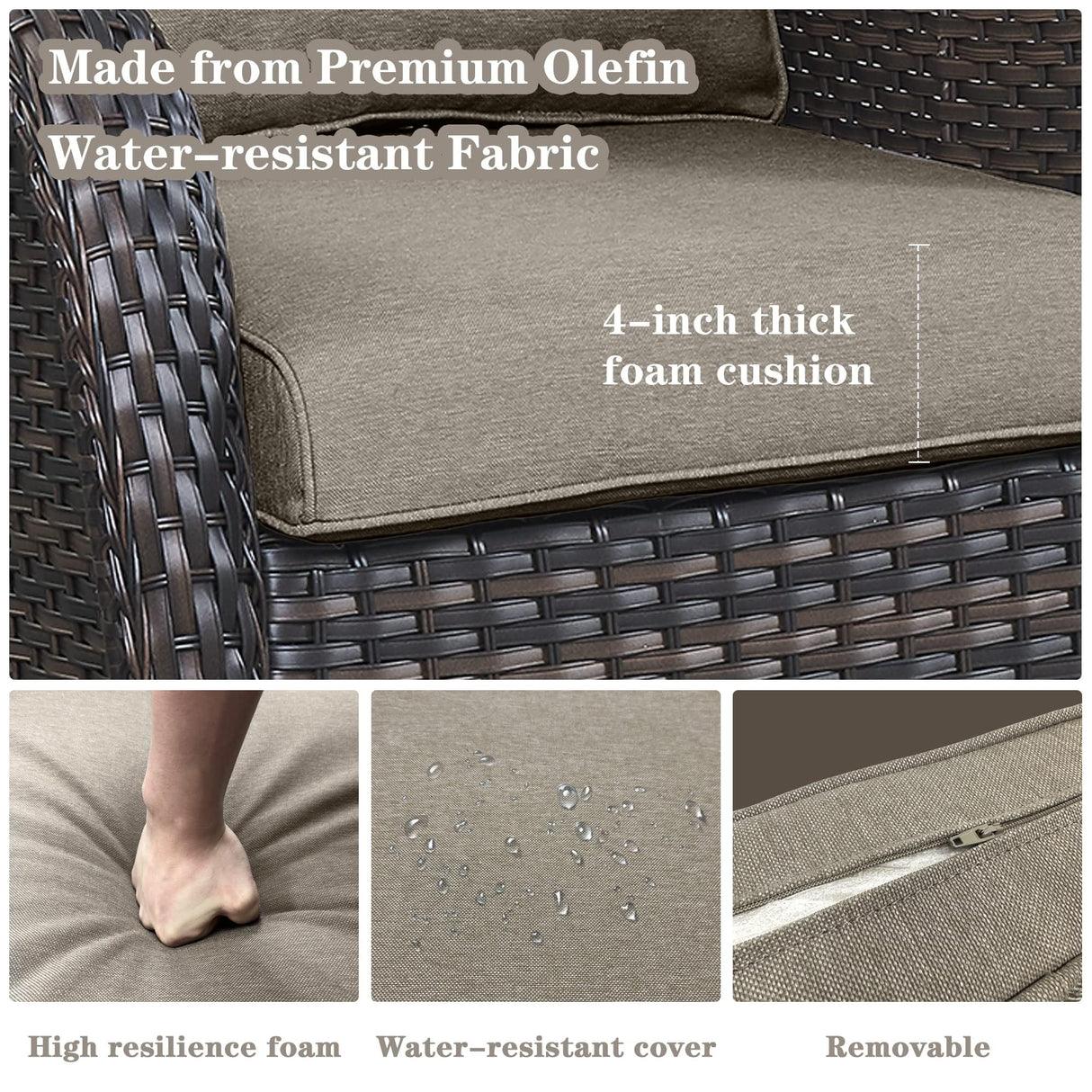 Outdoor Furniture Sectional Sofa L Shaped Couch - Patio Wicker Set with 2 Swivel Glider Chairs, 8 Piece Rattan Patio Conversation Sets with Gray Cushion for Deck Backyard Sunroom Grey Cushion Belord