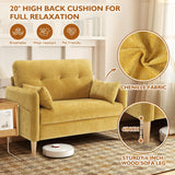 Urhanherry 47" Small Sofa Couch for Bedroom, Soft Chenille loveseat Mini Couch with Throw Pillow and Removable Cushion Cover for Small Spaces, Living Room, Apartment, Dorm, Office(Yellow) Urhanherry