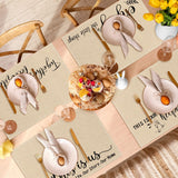 Farmhouse Placemats Set of 6 Linen Placemats 18x12'' Rustic Table Mats with Sayings Housewarming Gifts Country Tablemats Washable Cloth Place Mats for Farmhouse Table Setting(Khaki) Hahafelt