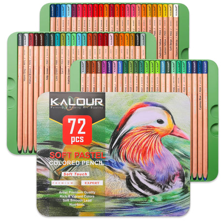 KALOUR Pro Pastel Chalk Colored Pencils,Set of 72 Colors,Color Charcoal Pencils for Drawing Sketching Coloring Shading,Art Supplies for Adults Artists KALOUR
