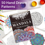 Mandala Coloring Book for Adults - 9" x 12" Coloring Book Spiral Bound, 50 Hand Drawn Mandalas Patterns for Relaxation & Stress Relief, Mindfulness Gifts Appointime