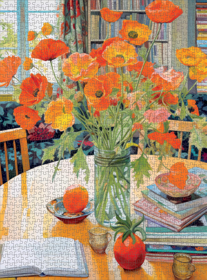 Cross & Glory - Poppies Panorama: Orange Elegance - 1000 Piece Jigsaw Puzzle for Adults | Art Puzzle | Beautiful Design | Vibrant Pieces | Satin Finish