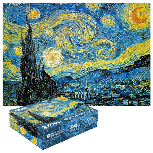 2000 Piece Puzzle,The Starry Night 2000 Piece Puzzles for Adults,Van Gogh Puzzles for Adults 2000 Pieces and Up,Puzzle 2000 Pieces,Jigsaw Puzzles 2000 Pieces,Oil Painting Puzzles 2000 Pieces - WoodArtSupply