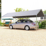 Outsunny 10'x20' Carport Heavy Duty Galvanized Car Canopy with Included Anchor Kit, 3 Reinforced Steel Cables, Grey Outsunny
