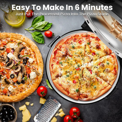 Pizza Oven, 12-Inch Pizza Oven Indoor, 1200W Portable Pizza Maker, Electric Pizza Oven with Timer, Temperature Controller, Suitable for Home, Outdoor, Pizza Shop