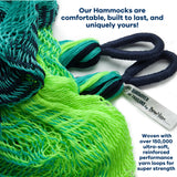Handwoven Hammock by Yellow Leaf Hammocks - Double Size, Fits 1-2 PPL, 400lb max - Weathersafe, Super Strong, Easy to Hang, Ultra Soft, Artisan Made - Color: Neon - Blue - Turquoise Yellow Leaf Hammocks