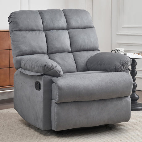 Ketaiyou Rocker Recliner Chair, Overstuffed Large Manual Rocking Recliner for Adults, Upholstered Comfy Soft Fabric Living Room Reclining Sofa Chair(Gray) Ketaiyou