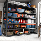 REIBII 55.1" W Storage Shelves，Garage Shelving Heavy Duty Shelving Unit Load 3500LBS, Adjustable 6-Tier Metal Shelves for Commercial Pantry Warehouse Basement 55.1" W x 25.8" D x 84.1" H REIBII