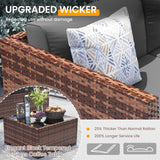 UDPATIO Patio Furniture Set, Modular Outdoor Sectional with 105°Slanted Back, 7 Pieces Rattan Conversation Set for Poolside, Backyard, Deck, with Coffee Table, Waterproof Cover,Grey UDPATIO