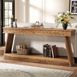 Tribesigns 70.87-Inch Console Tables for Entyrway, Extra Long Entryway Table with Storage, Narrow Sofa Table Behind Couch, 2-Tier Farmhouse Entry Table for Hallway, Living Room, Entrance, Rustic Brown Tribesigns