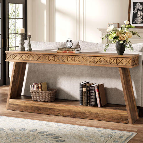 Tribesigns 70.87-Inch Console Tables for Entyrway, Extra Long Entryway Table with Storage, Narrow Sofa Table Behind Couch, 2-Tier Farmhouse Entry Table for Hallway, Living Room, Entrance, Rustic Brown Tribesigns