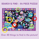 Mudpuppy Cosmic Dreams – 64 Piece Search & Find Jigsaw Puzzle Featuring Cats in A Whimsical Outer Space Wonderland and Over 40 Hidden Images to Find Mudpuppy