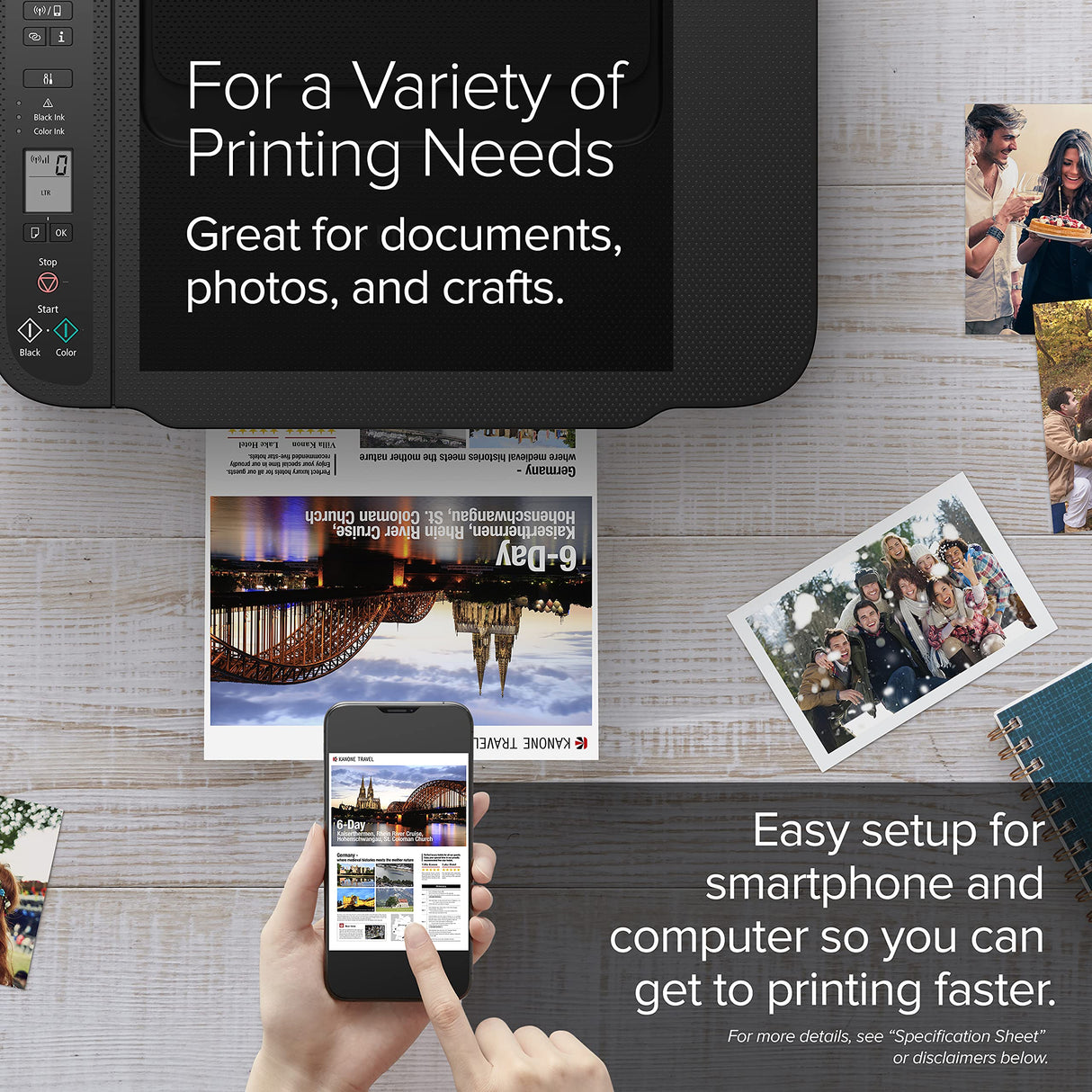 Canon PIXMA 3522 Series All-in-One Color Inkjet Printer I Print Copy Scan I Mobile Printing I Wireless I 1.5" Segment LCD I 50 Sheets Paper Tray I 4800 x 1200 dpi, Printer Cable Canon