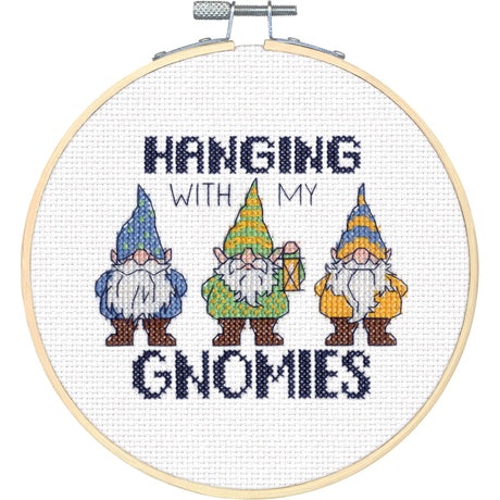 Dimensions 72-76290 Gnomies Embroidery Cross Stitch Kit, 6" D, 14 Count White Aida, Multicolor Dimensions