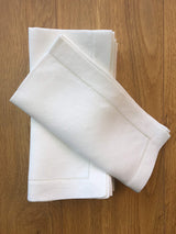 White Linen Hem Stitch Dinner Napkins - Set of 12 20"x20"-Ladder Hem Stitch 100% Linen Cloth Napkins-Super Value Bulk 12 Pack Minhcraft