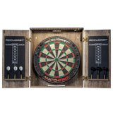 Accudart Match Pro Dartboard Cabinet Set - Official Size - Self Healing Sisal - Modern Style Woodgrain - Two Built-in Dartholders - LED Lighting - Includes Scoreboard, Chalk, Eraser, and Six Darts Accudart