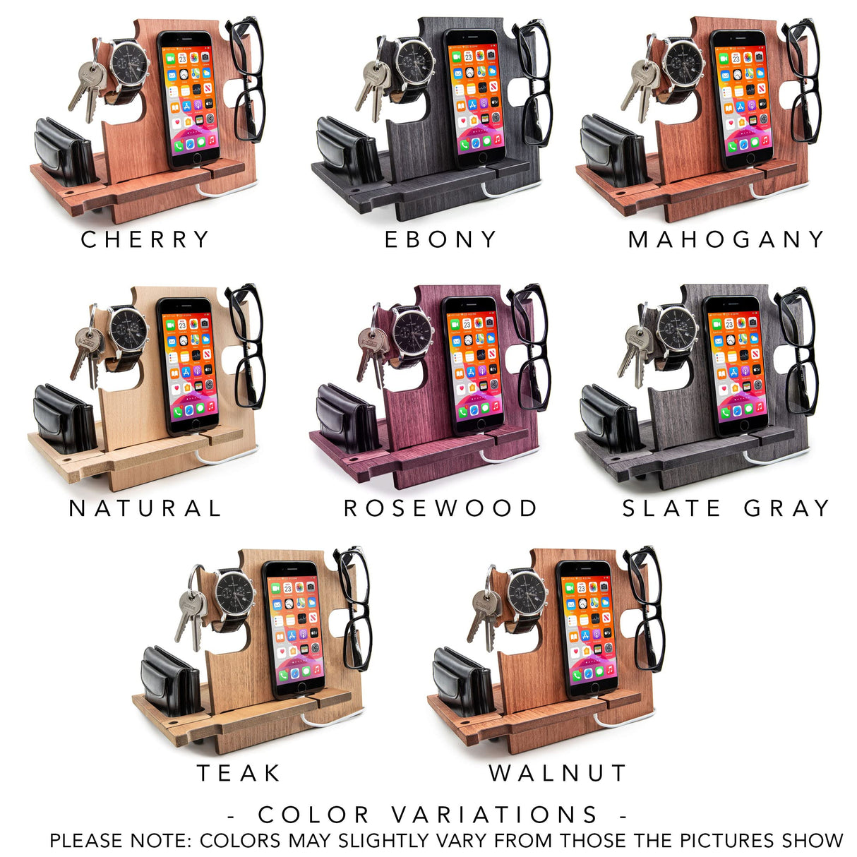 GRETAOTO Personalized Wood Phone Docking Station Gift for Men Bedside Nightstand Charging Station Organizer Mens Accessories Phone Stand Anniversary Birthday Gifts for Dad Him Husband Greta Oto