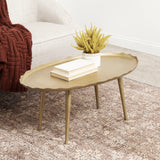 Kate and Laurel Alessia Modern Glam Oval Coffee Table, 34 x 20 x 15, Gold, Metal Living Room Table for Storage and Display with Antique Deckled Edge Detailing Kate and Laurel