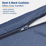 Wisteria Lane Outdoor Patio Furniture Set, 7 Piece Outdoor Dining Sectional Sofa with Dining Table and Chair, All Weather Wicker Conversation Set with Ottoman,Blue Wisteria Lane