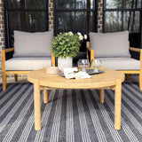 Nathan James Bora Round Outdoor Coffee Table, Farmhouse Wood Coffee Table for Patio or Porch, Solid Acacia Wood Nathan James