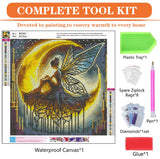 igoodom Diamond Art Kits for Adults, Fairy Diamond Painting Kit, Full Drill Round Moon Diamond Art Kits, DIY Gem Art and Crafts for Home Wall Decor Gift 14x14inch igoodom