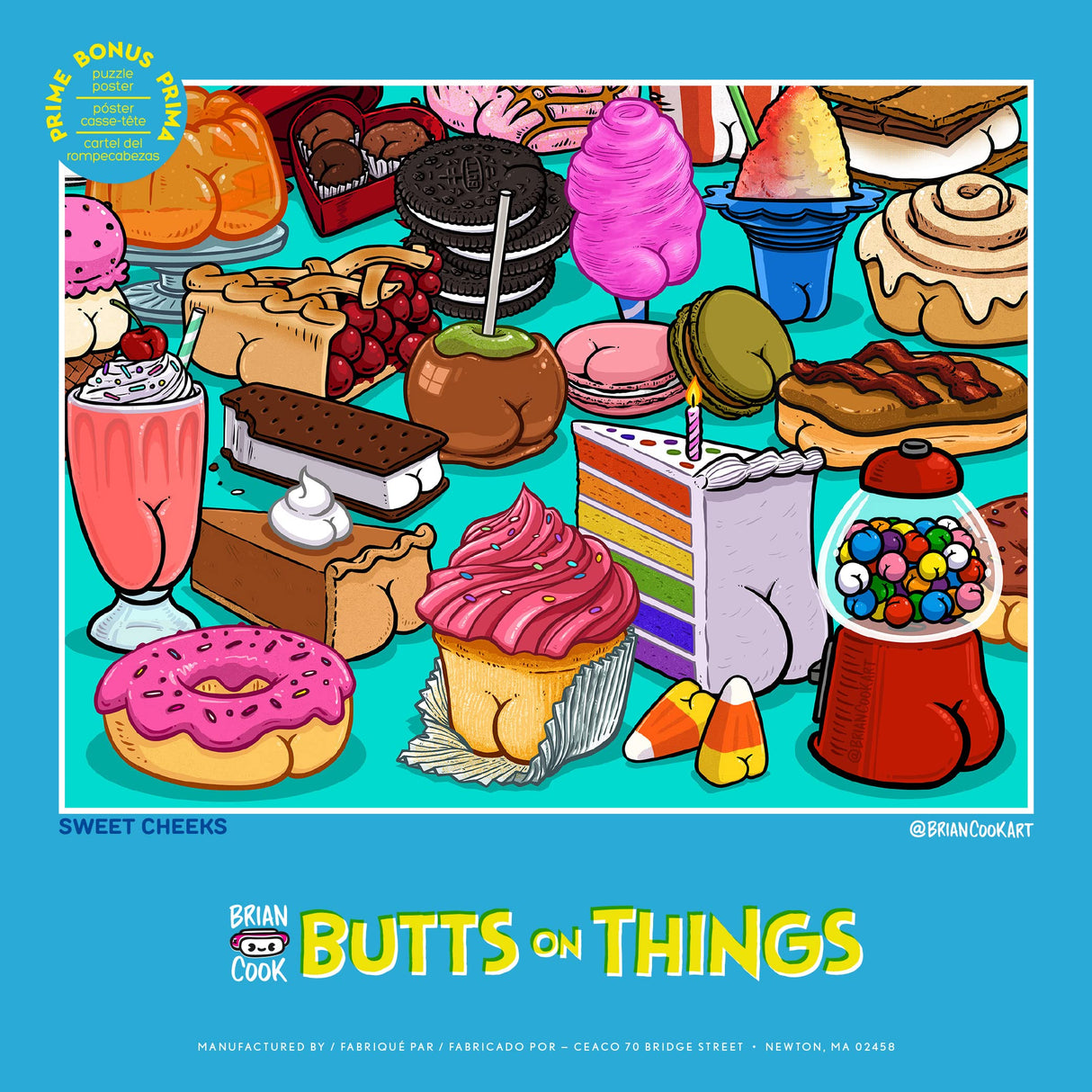 Ceaco - Brian Cook - Butts on Things - Sweet Cheeks - 500 Piece Jigsaw Puzzle Ceaco
