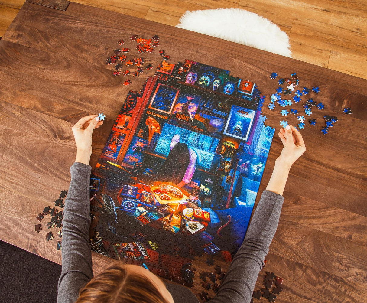 House of Horrors and Scary Movies 1000 Piece Jigsaw Puzzle by Rachid Lotf | Interactive Brain Teaser Board Game for Adults, Educational Toys & Games | 28 x 20 Inches Toynk