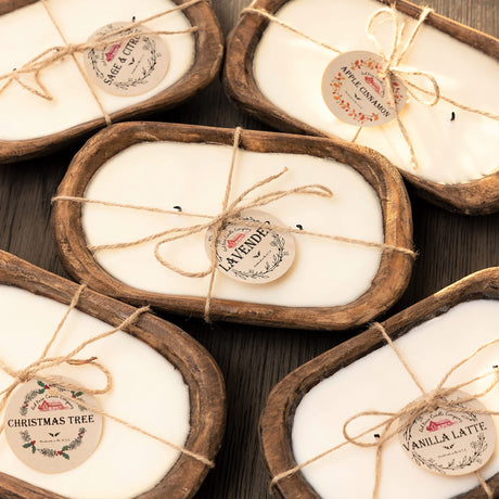 Red Barn Candle Company Wood Dough Bowl Candles | 100% Natural Soy Wax & Essential Oil Infused | Odor Eliminating + Pet Safe | Scented Candle Gifts for Men & Women (Lavender, 3-Wick) Red Barn Candle Company