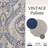 jinchan Linen Textured Curtains for Living Room Darkening 108 Inches Long, Medallion Drapes for Bedroom, Damask Pattern Window Treatments Vintage Curtain Panels, Extra Long 2 Panels Blue on Greige jinchan