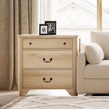 WAMPAT 3 Drawer Dresser for Bedroom, 31.5" Farmhouse Dresser, Kids Dressers for Nursery with Wide Chest of Drawers for Bedroom, Living Room, Oak WAMPAT