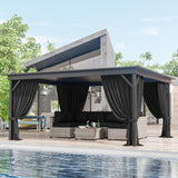 12'x14' Gazebo Curtains Outdoor Waterproof with Hanging Rings, 4-Panel Double Zipper Sidewalls Universal Replacement Privacy Curtain, Outdoor Gazebo Curtains for Patio, Backyard(Curtains Only) Snubbull