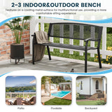 VOXBIN Outdoor Bench, 50 inches Metal Garden Bench, Cast Iron Steel Frame Patio Chairs w/Oval Pattern Backrest for Park, Yard, Porch, Lawn, Balcony, Backyard, Black VOXBIN