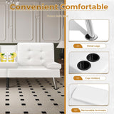 VICTONE Futon Sofa Bed Modern Faux Leather Couch Bed Convertible Folding Recliner for Living Room with 2 Cup Holders and Armrest (White) VICTONE