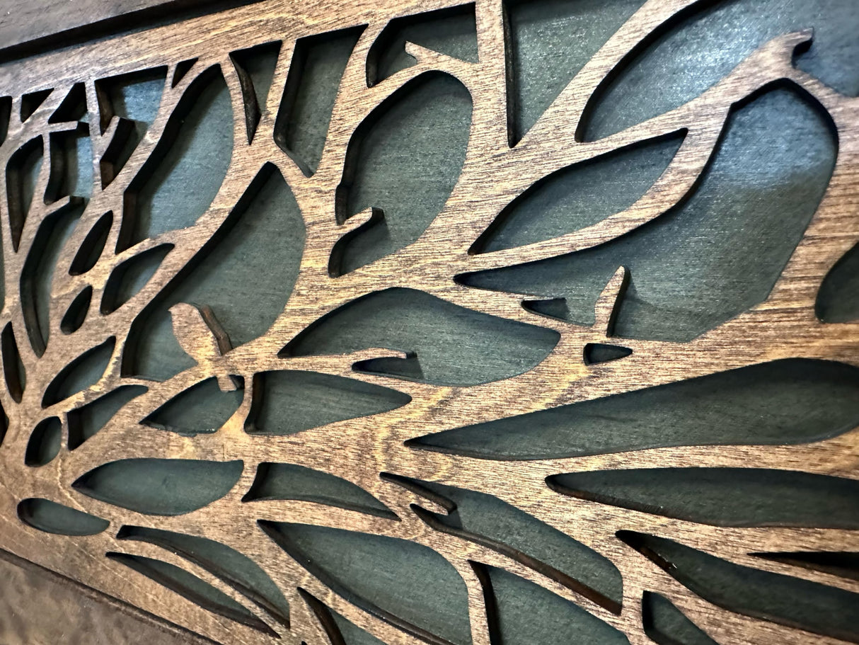 Large Wood Hidden Gun Cabinet Birds In A Tree Wall Decoration - Hidden Gun Safe To Securely Store Your Gun In Plain Sight by Bellewood Designs Bellewood Designs